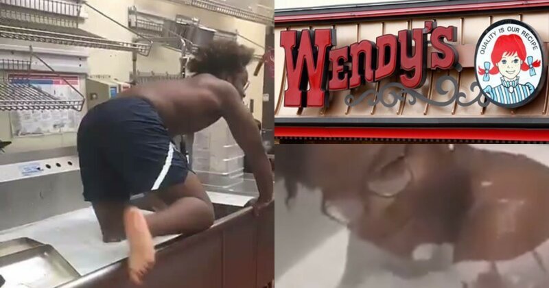 Ни стыда ни совести: работник американского фастфуда помылся в раковине ресторана (3 фото)