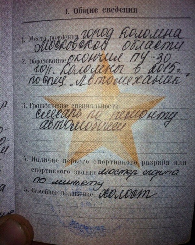 Масло масляное. Подборка очень "точных" записей в военных билетах (18 фото)