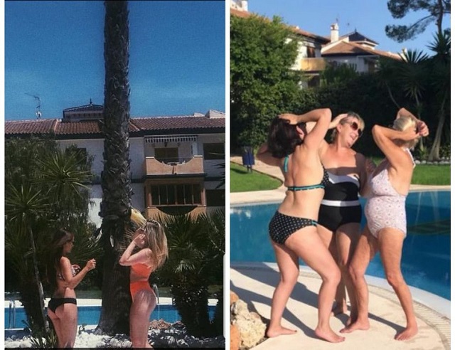 Мама спародировала дочку, повторив ее фотосессию в купальнике (3 фото) Мама спародировала дочку, повторив ее фотосессию в купальнике (3 фото)