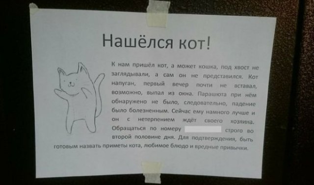 Смешные объявления о пропавших животных (13 фото) Смешные объявления о пропавших животных (13 фото)