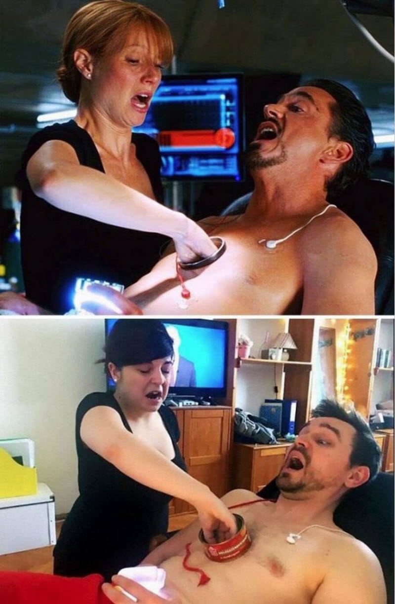 Пара из Венгрии не скучает на карантине с шедеврами кино  (21 фото)