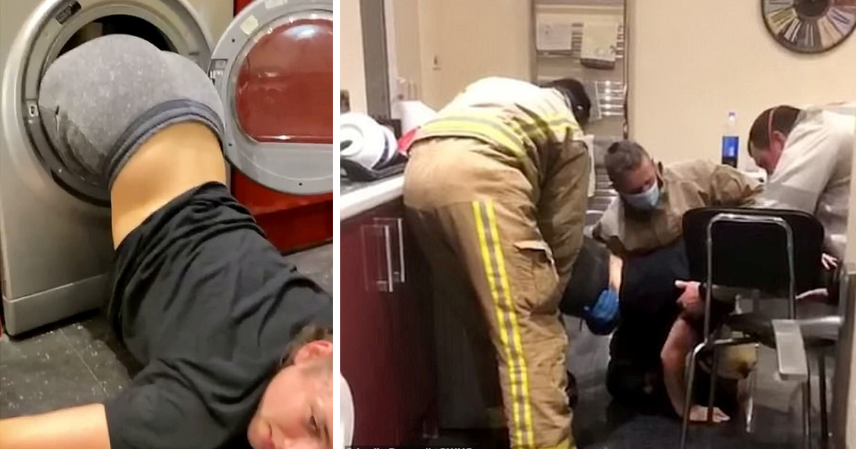 Уморительное спасение британки, которая на спор залезла в сушильную машину (4 фото) Уморительное спасение британки, которая на спор залезла в сушильную машину (4 фото)